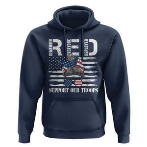 Red Friday Hoodie R.E.D Remember Everyone Deployed American Flag Messy Bun TS02 Navy Print Your Wear