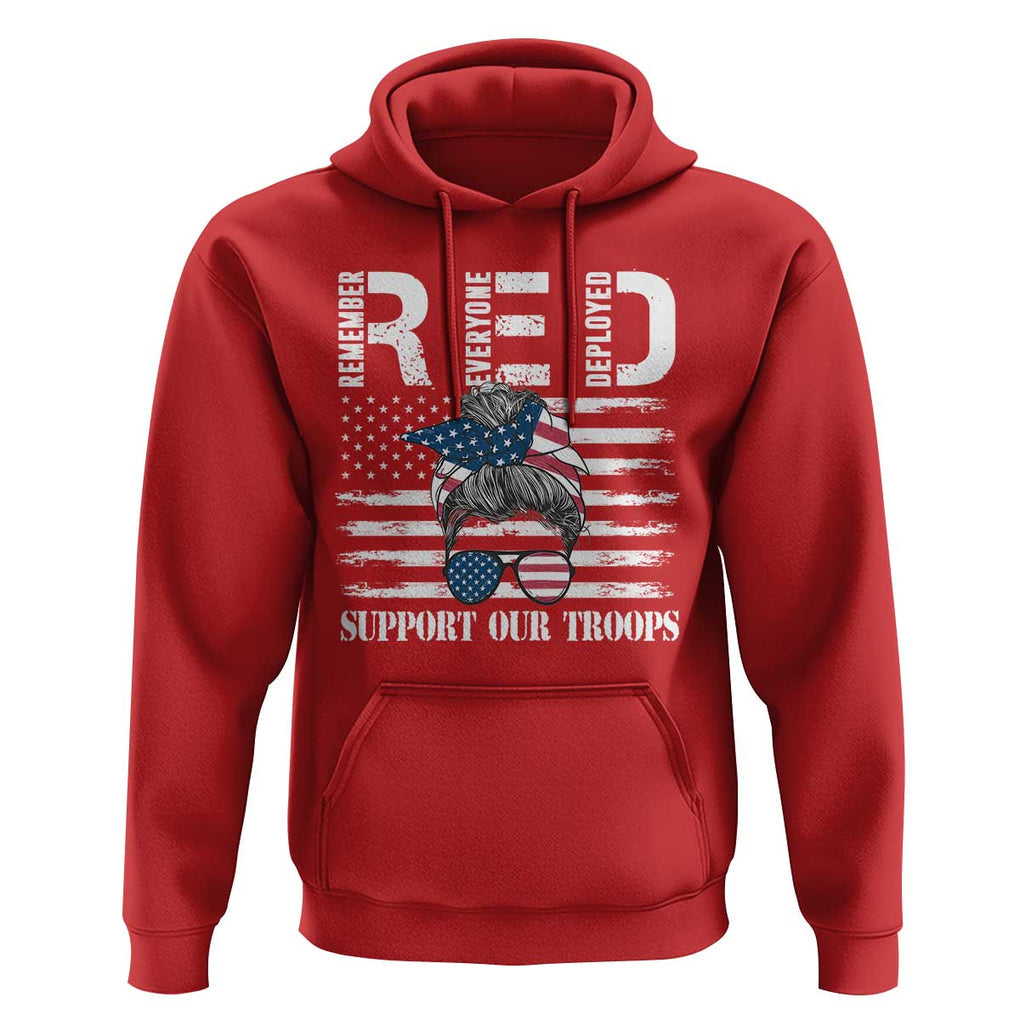 Red Friday Hoodie R.E.D Remember Everyone Deployed American Flag Messy Bun TS02 Red Print Your Wear