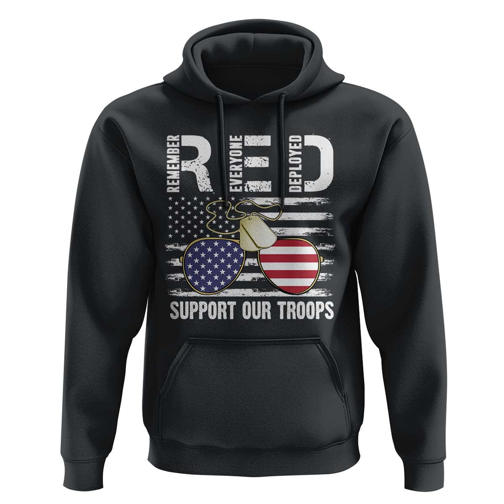 Red Friday Hoodie R.E.D Remember Everyone Deployed American Flag Glasses Dog Tag TS02 Black Print Your Wear
