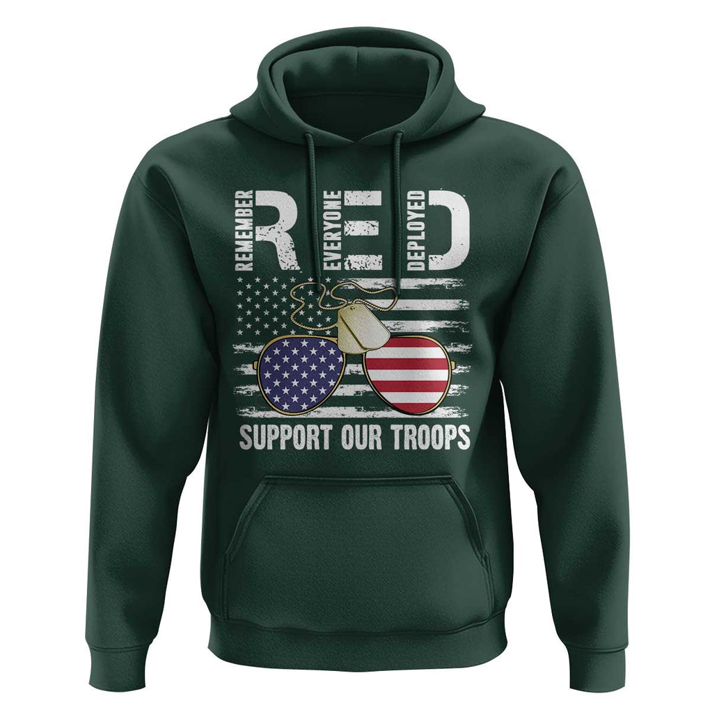 Red Friday Hoodie R.E.D Remember Everyone Deployed American Flag Glasses Dog Tag TS02 Dark Forest Green Print Your Wear