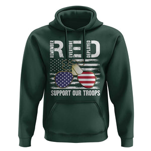 Red Friday Hoodie R.E.D Remember Everyone Deployed American Flag Glasses Dog Tag TS02 Dark Forest Green Print Your Wear