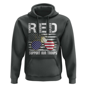 Red Friday Hoodie R.E.D Remember Everyone Deployed American Flag Glasses Dog Tag TS02 Dark Heather Print Your Wear