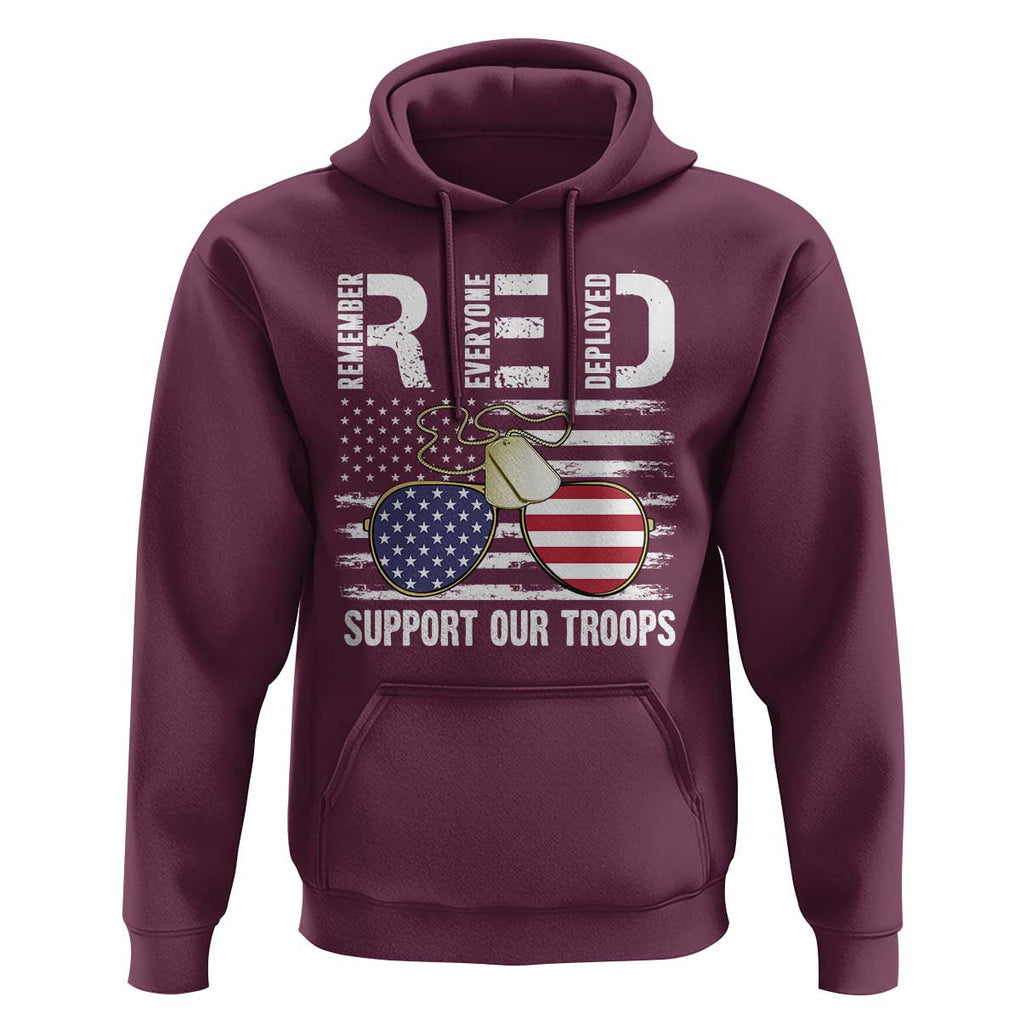 Red Friday Hoodie R.E.D Remember Everyone Deployed American Flag Glasses Dog Tag TS02 Maroon Print Your Wear