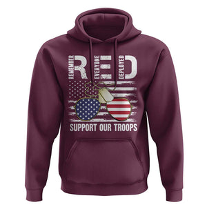 Red Friday Hoodie R.E.D Remember Everyone Deployed American Flag Glasses Dog Tag TS02 Maroon Print Your Wear