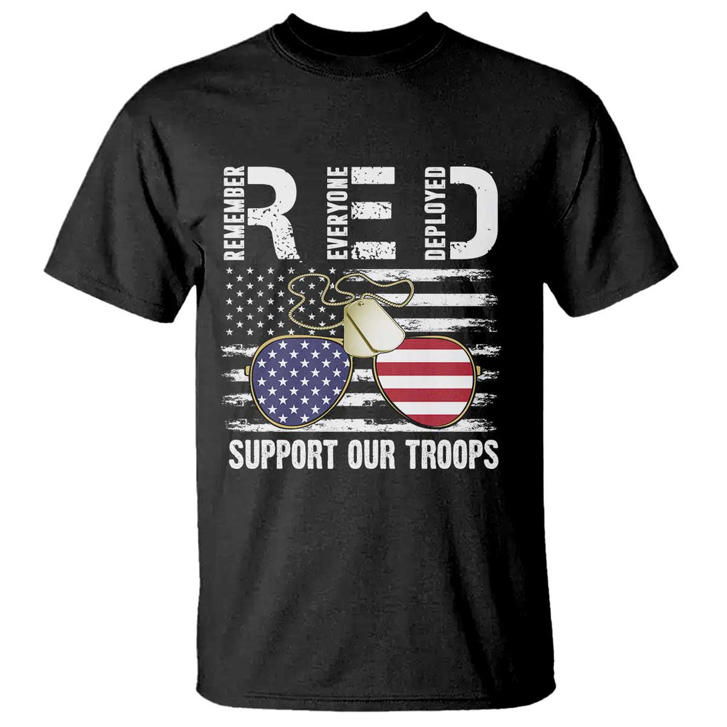 Red Friday T Shirt R.E.D Remember Everyone Deployed American Flag Glasses Dog Tag TS02 Black Print Your Wear