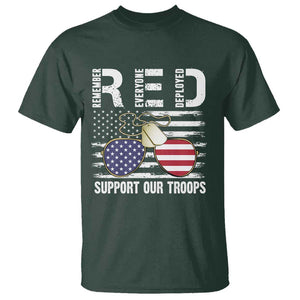 Red Friday T Shirt R.E.D Remember Everyone Deployed American Flag Glasses Dog Tag TS02 Dark Forest Green Print Your Wear