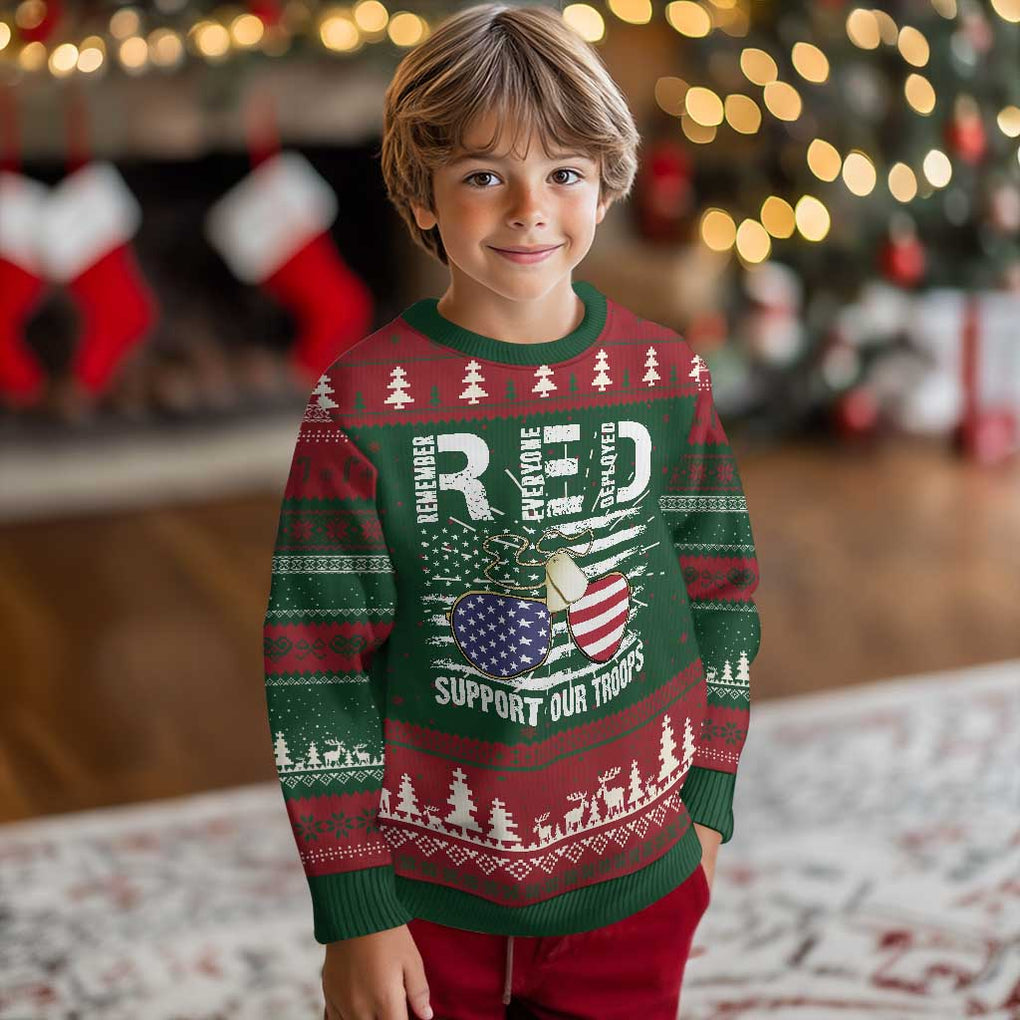 Red Friday Ugly Christmas Sweater R.E.D Remember Everyone Deployed American Flag Glasses Dog Tag TS02 Christmas Print Your Wear