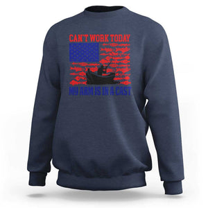 Funny Fishing Sweatshirt I Can't Work Today My Arm Is In A Cast Fisherman US Flag TS02 Navy Print Your Wear