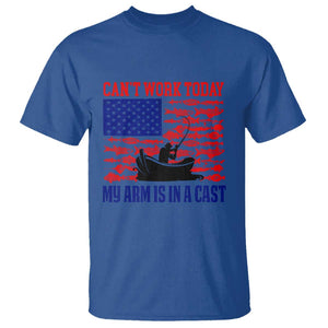 Funny Fishing T Shirt I Can't Work Today My Arm Is In A Cast Fisherman US Flag TS02 Royal Blue Print Your Wear