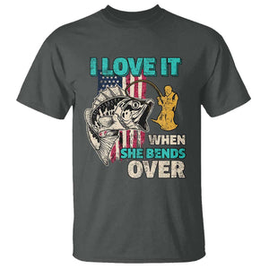 Funny Fishing T Shirt I Love It When She Bends Over Fisherman Fishing Rod TS02 Dark Heather Print Your Wear
