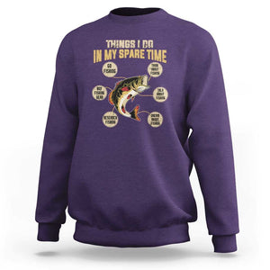 Funny Bass Fishing Sweatshirt Things I Do In My Spare Time Bass Fish TS02 Purple Print Your Wear