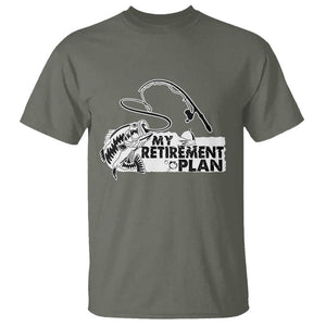 Funny Retirement Plan Fishing T Shirt Fisherman TS02 Military Green Print Your Wear