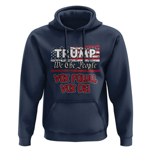 Trump 2024 Hoodie Vox Poluli Vox Dei President 45 47 Election American Flag TS02 Navy Print Your Wear