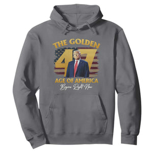 Trump 2025 Hoodie The Golden Age Of America Begins Right Now USA Flag TS02 Charcoal Print Your Wear