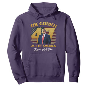Trump 2025 Hoodie The Golden Age Of America Begins Right Now USA Flag TS02 Purple Print Your Wear