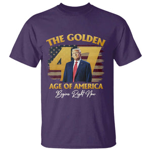 Trump 2025 T Shirt The Golden Age Of America Begins Right Now USA Flag TS02 Purple Print Your Wear