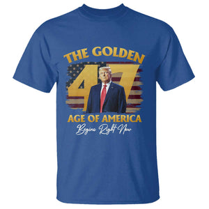 Trump 2025 T Shirt The Golden Age Of America Begins Right Now USA Flag TS02 Royal Blue Print Your Wear