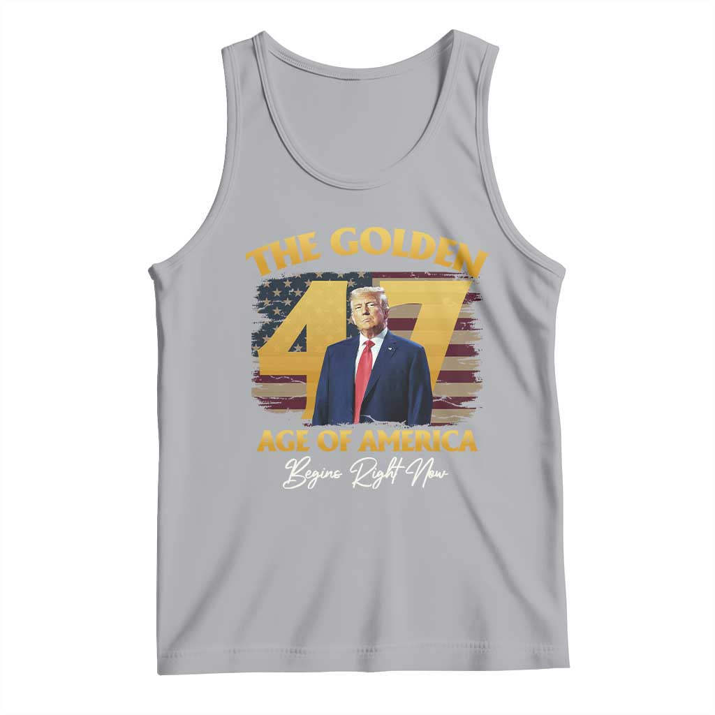 Trump 2025 Tank Top The Golden Age Of America Begins Right Now USA Flag TS02 Athletic Heather Print Your Wear