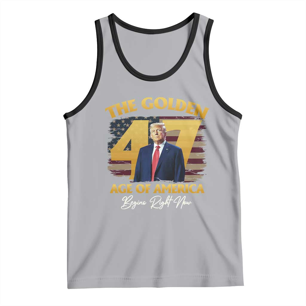 Trump 2025 Tank Top The Golden Age Of America Begins Right Now USA Flag TS02 Athletic Heather Black Print Your Wear