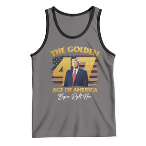 Trump 2025 Tank Top The Golden Age Of America Begins Right Now USA Flag TS02 Deep Heather Black Print Your Wear