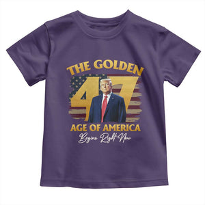 Trump 2025 Toddler T Shirt The Golden Age Of America Begins Right Now USA Flag TS02 Purple Print Your Wear
