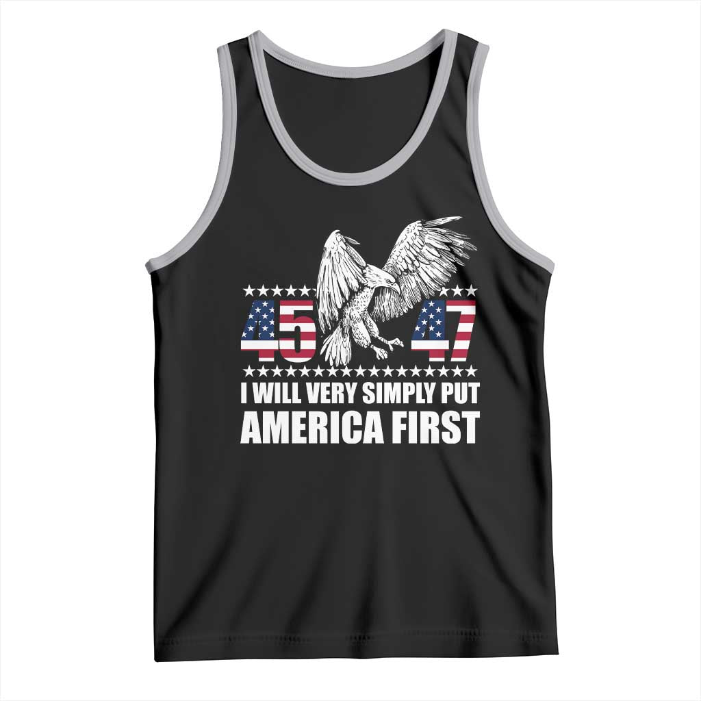 Trump 2025 Tank Top I Will Very Simply Put America First 47Th President TS02 Black Athletic Heather Print Your Wear