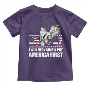 Trump 2025 Toddler T Shirt I Will Very Simply Put America First 47Th President TS02 Purple Print Your Wear