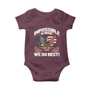 Trump 2025 Baby Onesie Impossible Is What We Do Best Eagle 47th President Inauguration TS02 Maroon Print Your Wear