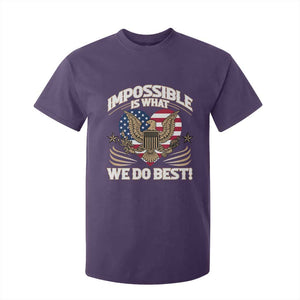 Trump 2025 T Shirt For Kid Impossible Is What We Do Best Eagle 47th President Inauguration TS02 Purple Print Your Wear