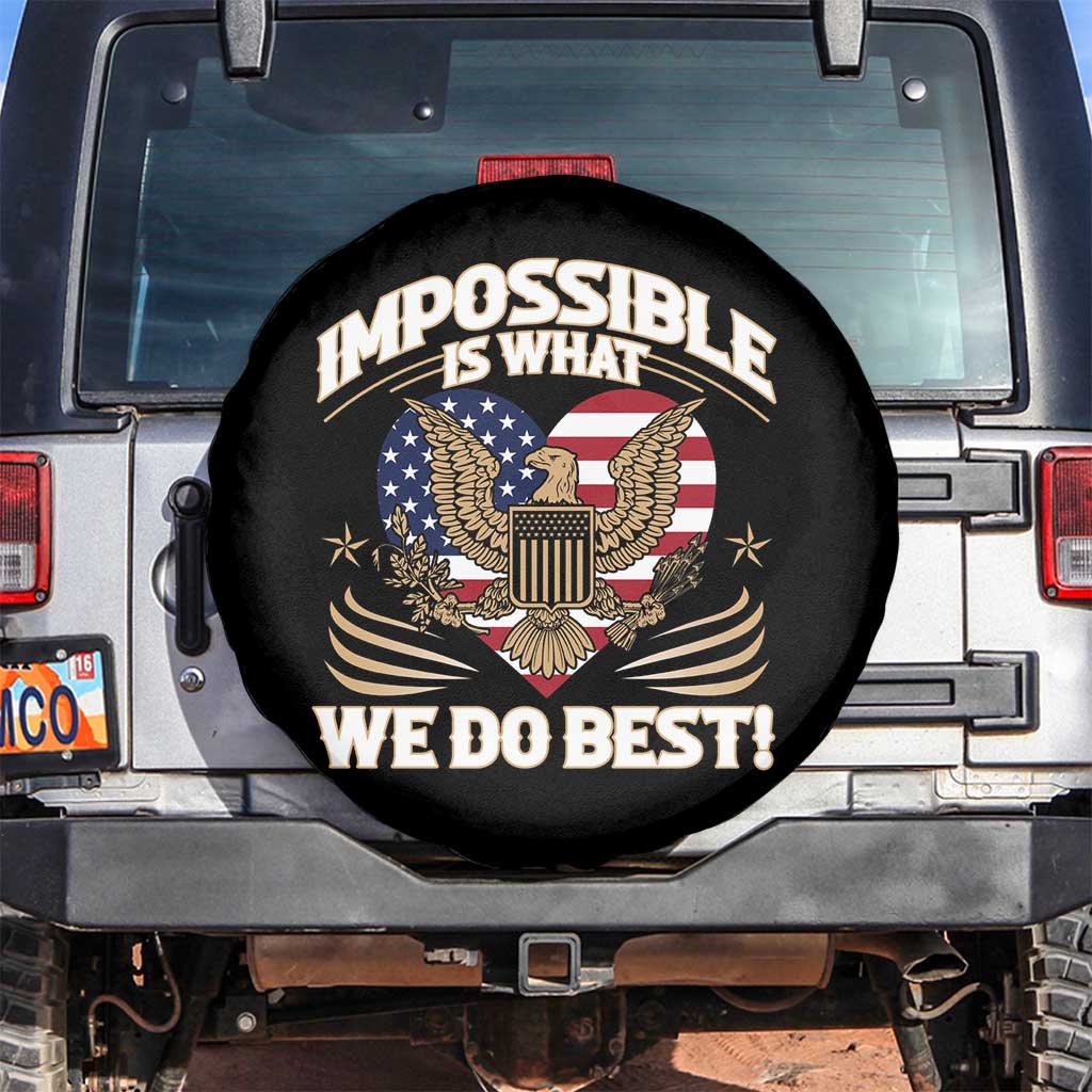 Trump 2025 Spare Tire Cover Impossible Is What We Do Best Eagle 47th President Inauguration TS02 No hole Black Print Your Wear