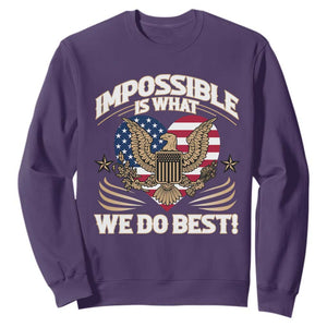 Trump 2025 Sweatshirt Impossible Is What We Do Best Eagle 47th President Inauguration TS02 Purple Print Your Wear