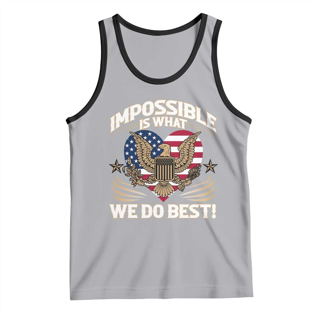 Trump 2025 Tank Top Impossible Is What We Do Best Eagle 47th President Inauguration TS02 Athletic Heather Black Print Your Wear