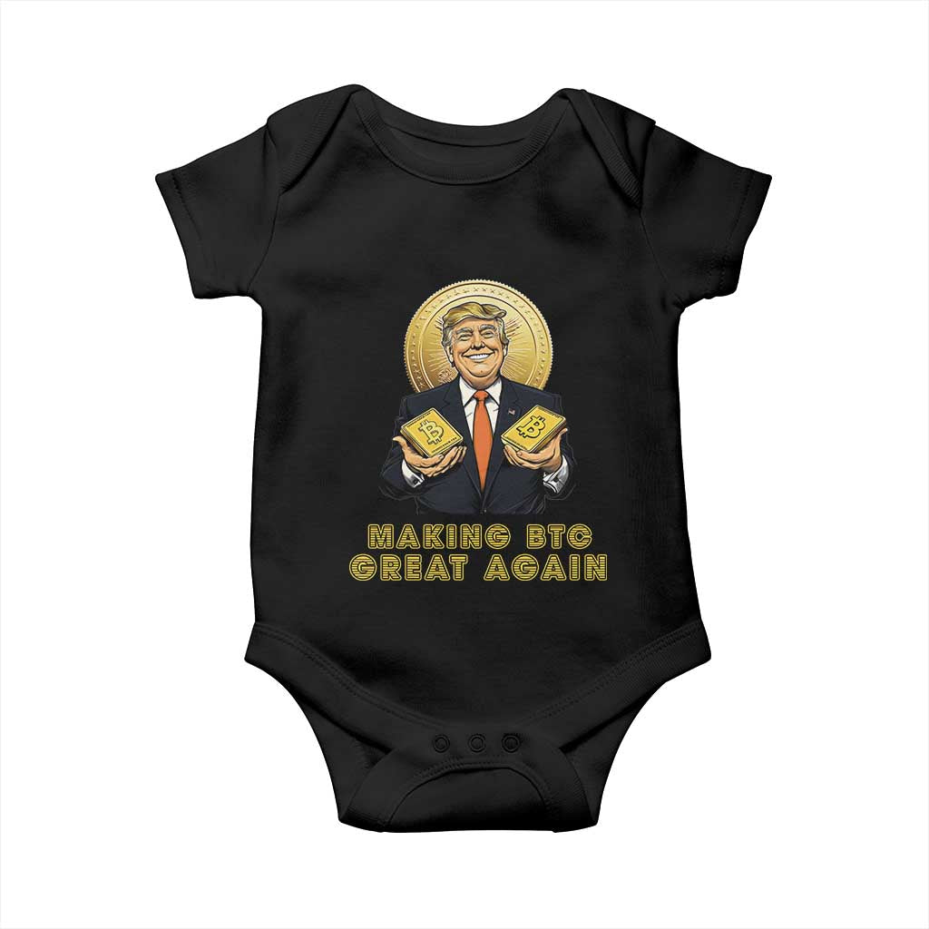 Trump Bitcoin Baby Onesie Make BTC Great Again Meme Coin Crypto TS02 Black Print Your Wear