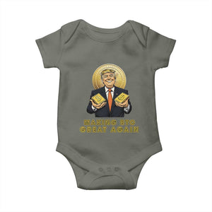 Trump Bitcoin Baby Onesie Make BTC Great Again Meme Coin Crypto TS02 Military Green Print Your Wear
