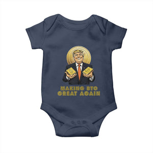 Trump Bitcoin Baby Onesie Make BTC Great Again Meme Coin Crypto TS02 Navy Print Your Wear