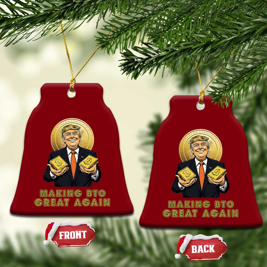 Trump Bitcoin Ceramic Ornament Make BTC Great Again Meme Coin Crypto TS02 Print Your Wear