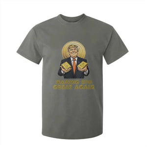 Trump Bitcoin T Shirt For Kid Make BTC Great Again Meme Coin Crypto TS02 Military Green Print Your Wear