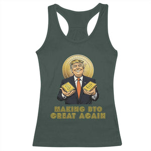 Trump Bitcoin Racerback Tank Top Make BTC Great Again Meme Coin Crypto TS02 Dark Forest Green Print Your Wear