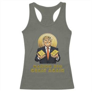 Trump Bitcoin Racerback Tank Top Make BTC Great Again Meme Coin Crypto TS02 Military Green Print Your Wear