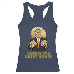 Trump Bitcoin Racerback Tank Top Make BTC Great Again Meme Coin Crypto TS02 Navy Print Your Wear