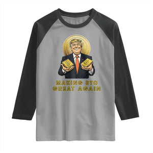 Trump Bitcoin Raglan Shirt Make BTC Great Again Meme Coin Crypto TS02 Sport Gray Black Print Your Wear
