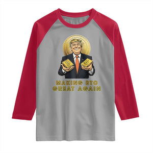 Trump Bitcoin Raglan Shirt Make BTC Great Again Meme Coin Crypto TS02 Sport Gray Red Print Your Wear