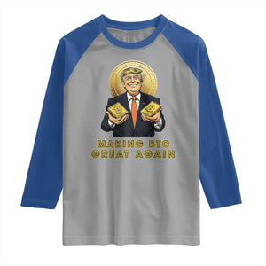 Trump Bitcoin Raglan Shirt Make BTC Great Again Meme Coin Crypto TS02 Sport Gray Royal Print Your Wear