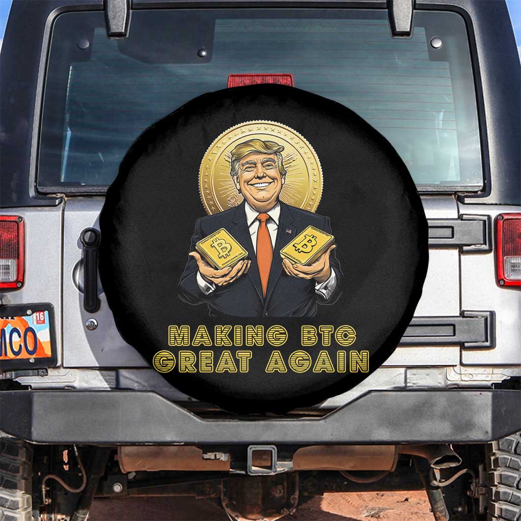 Trump Bitcoin Spare Tire Cover Make BTC Great Again Meme Coin Crypto TS02 No hole Black Print Your Wear