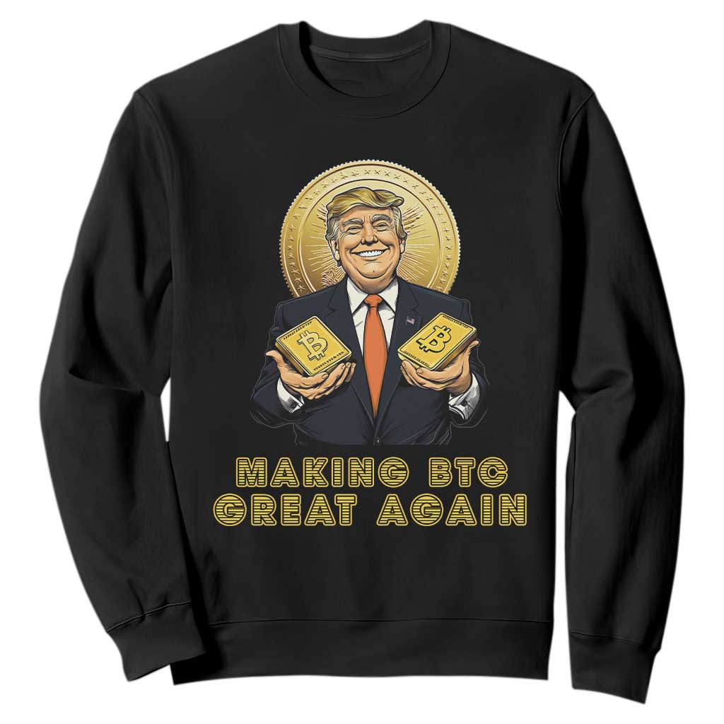 Trump Bitcoin Sweatshirt Make BTC Great Again Meme Coin Crypto TS02 Black Print Your Wear