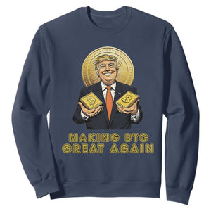 Trump Bitcoin Sweatshirt Make BTC Great Again Meme Coin Crypto TS02 Navy Print Your Wear