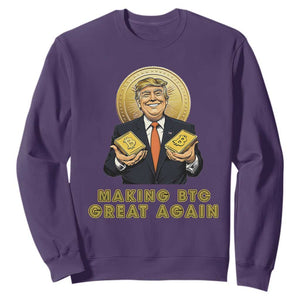 Trump Bitcoin Sweatshirt Make BTC Great Again Meme Coin Crypto TS02 Purple Print Your Wear