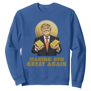 Trump Bitcoin Sweatshirt Make BTC Great Again Meme Coin Crypto TS02 Royal Blue Print Your Wear