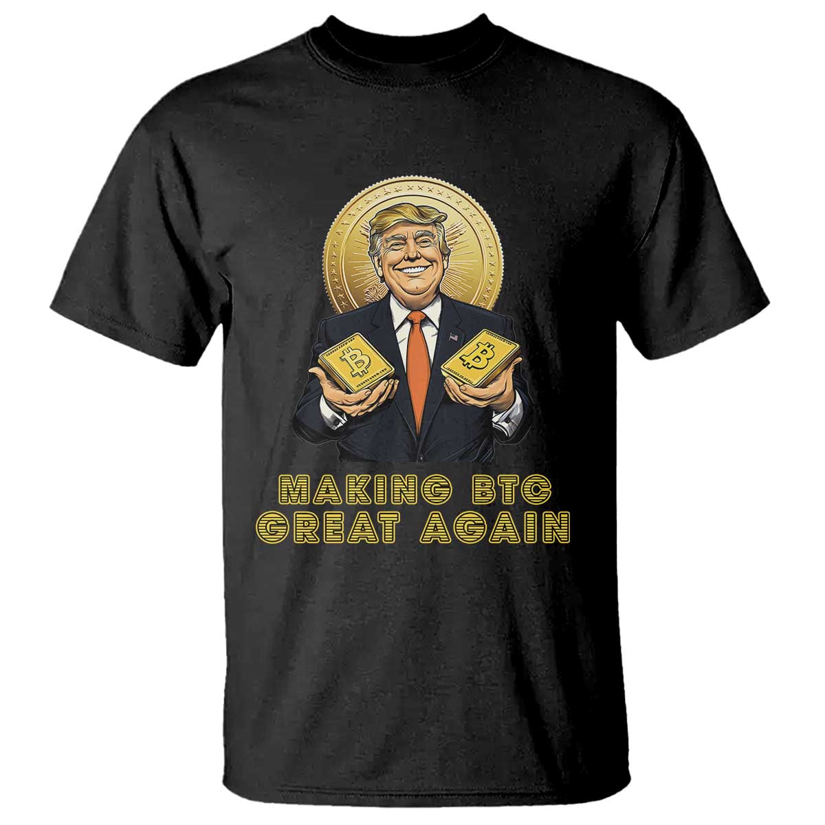 Trump Bitcoin T Shirt Make BTC Great Again Meme Coin Crypto TS02 Black Print Your Wear