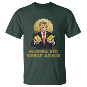 Trump Bitcoin T Shirt Make BTC Great Again Meme Coin Crypto TS02 Dark Forest Green Print Your Wear